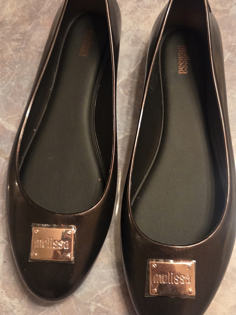 Melissa Women's Metallic Black Ballet Flats